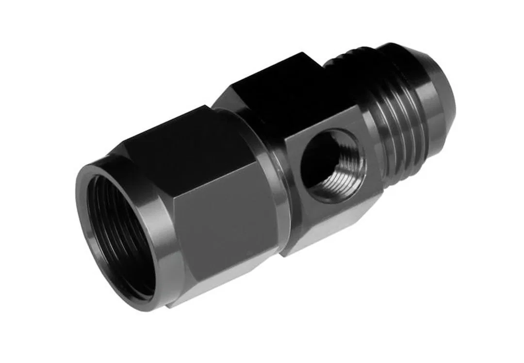 9192-08-2 – REDHORSE Fuel Pressure Gauge Fitting, -08 AN Female To -08 AN Male Straight 1/8 NPT Side Port Anodized Bl...
